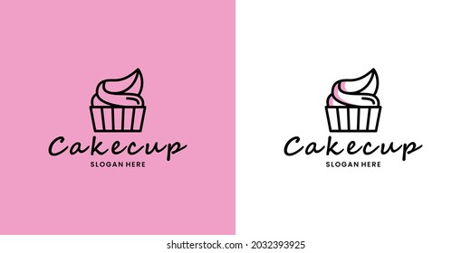 clean cake cup logo design vector