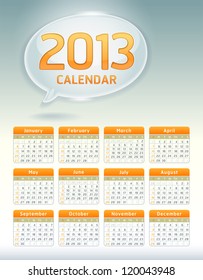 Clean calendar 2013 template, bubble conceptual design. Vector illustration.
