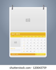 Clean calendar 2013 template design. Vector illustration.