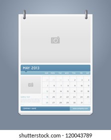 Clean calendar 2013 template design. Vector illustration.
