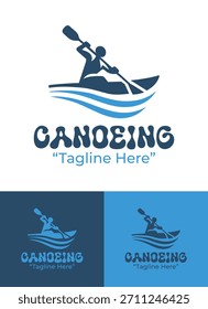 A clean canoeing logo emphasizing outdoor exploration and calm water paddling, perfect for nature clubs and adventure sport branding.