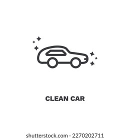 clean car icon. Thin line clean car, floor icon from cleaning collection. Outline vector isolated on white background. Editable clean car symbol can be used web and mobile