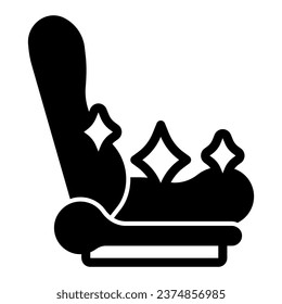 Clean car seat solid icon, car washing concept, shiny car seat sign on white background, vehicle chair cleaning icon in glyph style for mobile concept and web design. Vector graphics