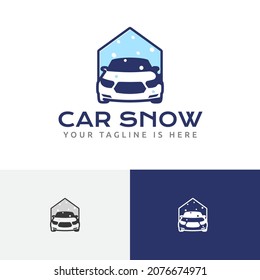 Clean Car Snow Wash Carwash House Auto Service Logo