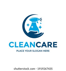 Clean care vector logo template. This design use hand symbol. Suitable for environment.