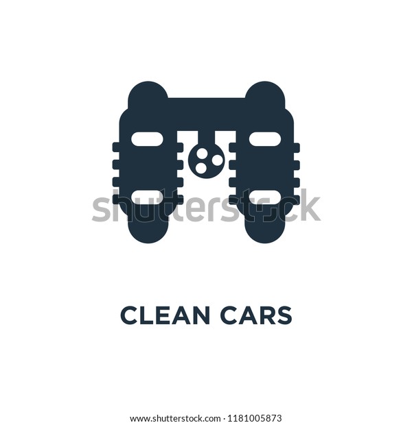 Clean\
cars icon. Black filled vector illustration. Clean cars symbol on\
white background. Can be used in web and\
mobile.