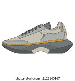 Set von Cool Sneakers. Schuhe Sneaker Zeichnung Vektorgrafik, Turnschuhe in Skizze gezeichnet, Sneaker Trainer Vorlage, Set Collection. Vektorgrafik.
