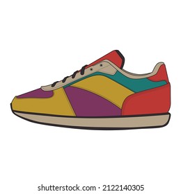 Set von Cool Sneakers. Schuhe Sneaker Zeichnung Vektorgrafik, Turnschuhe in Skizze gezeichnet, Sneaker Trainer Vorlage, Set Collection. Vektorgrafik.
