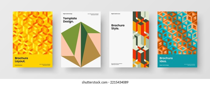 Clean catalog cover A4 vector design template composition. Multicolored mosaic shapes handbill layout collection.