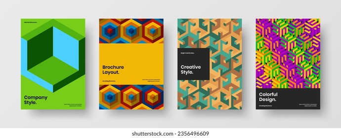 Composición del concepto de diseño vectorial de la cubierta de catálogo limpia A4. Diseño único de folletos de patrones geométricos.