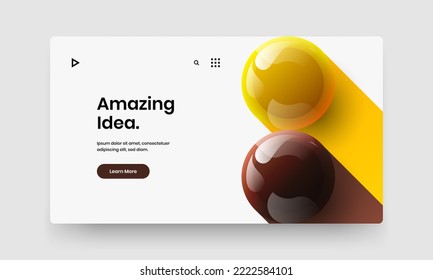 Clean catalog cover design vector layout. Abstract realistic spheres leaflet illustration.