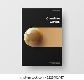 Clean catalog cover vector design layout. Simple 3D balls corporate brochure template.