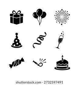 Clean Celebration Vector Icon Pack Holiday and Anniversary Symbols

Essential Event Silhouette Collection Flat Style Party Icons