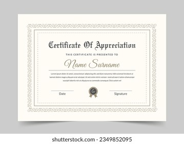 Clean Certificate of Appreciation template. Cool geometric design, certificate of achievement template