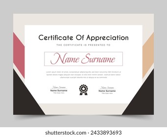 Clean Certificate of Appreciation template. Cool geometric design, certificate of achievement template