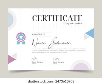 Clean Certificate of Appreciation template. Cool geometric design, certificate of achievement template