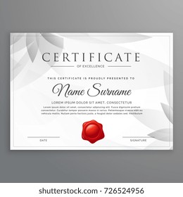 diseño de plantilla de certificado de excelencia limpio