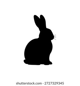 Una silueta negra limpia y encantadora de un conejo sentado con orejas largas. Esta ilustración minimalista de animales es perfecta para diseños con temas de Pascua, logotipos de granjas, marcas de tiendas de mascotas y arte de pared de vivero. Su contorno simple y audaz lo hace ideal para cortar vinilo, pegatinas y proyectos de Diseño gráfico profesionales.