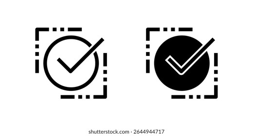 Ícone de marca de seleção de limpeza definido para validação, êxito e conclusão. Perfeito para interfaces de usuário, formulários e processos de aprovação.