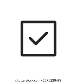 A clean checkmark icon represents approval and successful completion in design projects, effective for both digital and print media, showcasing versatility across formats and applications