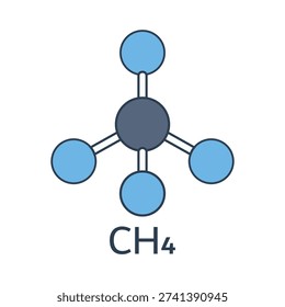 Clean chemistry molecule icon in flat vector style. Minimal scientific illustration showing molecular structure without labels. Perfect for science infographics, UI design, educational templates, laboratory visuals, and modern graphic design projects. Isolated on white background.