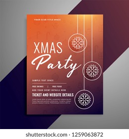 clean christmas poster design with snowflake ball