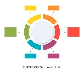 Clean Circle Infographic Template. Pie chart divided into 6 equal parts