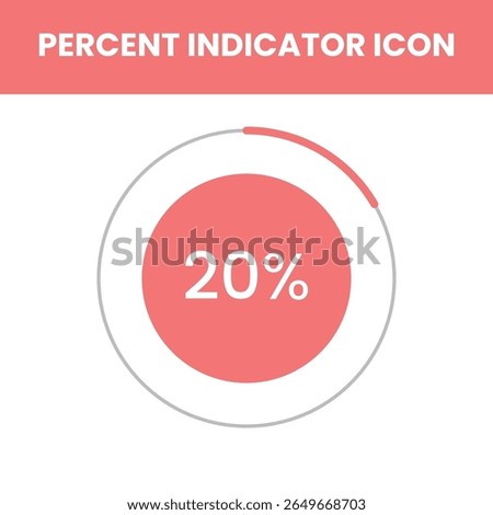 Clean circular gauge icon showing 20 percent filled in red, used in web dashboards and info graphics.