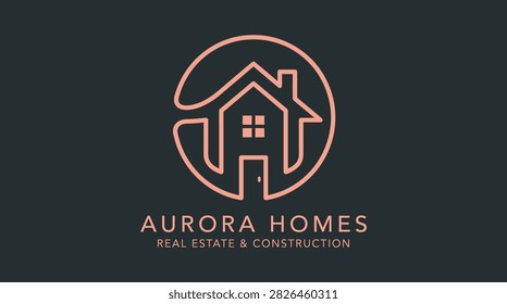 Clean circular home emblem for residential development and modern interior design.