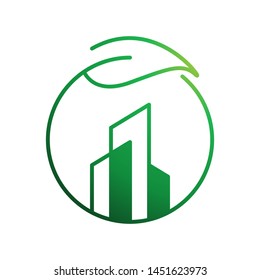Clean city logo template vector green town icon design