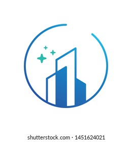 Clean city logo template vector green town icon design