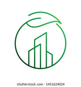 Clean city logo template vector green town icon design