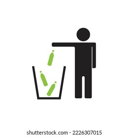 Clean city. person use dustbin throwing plastic bottle 
