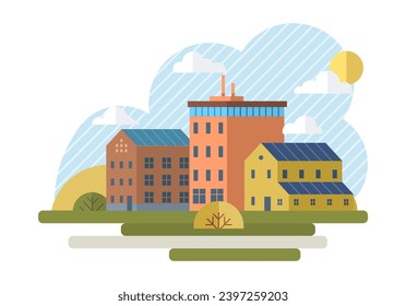 Clean city vector illustration. By embracing green technology and sustainable infrastructure, city paves way for cleaner and greener future Recycling is integral part of clean city waste management