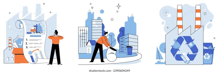 Clean city. Vector illustration. The city invests in social programs promote environmental education, community engagement, and sustainable development It seeks to create balance between economic