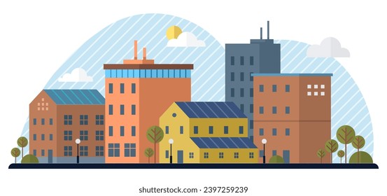 Clean city vector illustration. In metaphorical garden of clean city, seeds of environmental consciousness are sown and nurtured It is place where nature and urban life thrive in harmony