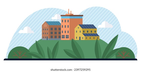 Clean city vector illustration. It prioritizes renewable energy sources, promotes energy efficiency, and reduces greenhouse gas emissions By embracing green technology and sustainable infrastructure