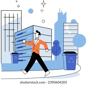 Clean city. Vector illustration. Through collective efforts,city works towards common goal of protectingenvironment and creating sustainable future Climate change is critical concern in clean city