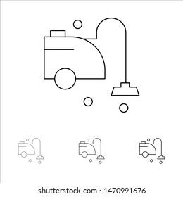 Clean, Cleaner, Cleaning, Vacuum Bold and thin black line icon set. Vector Icon Template background