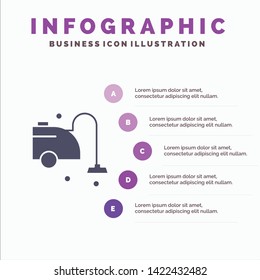 Clean, Cleaner, Cleaning, Vacuum Solid Icon Infographics 5 Steps Presentation Background