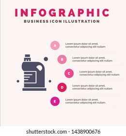 Clean, Cleaning, Drain, Fluid, Household Solid Icon Infographics 5 Steps Presentation Background