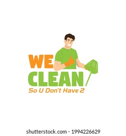 clean cleaning maid logo illustration service cleaning service helper maid woman man