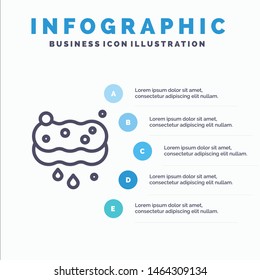 Clean, Cleaning, Sponge, Wash Line icon with 5 steps presentation infographics Background. Vector Icon Template background