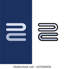 Clean, Cleaning, Towel  Icons. Flat and Line Filled Icon Set Vector Blue Background