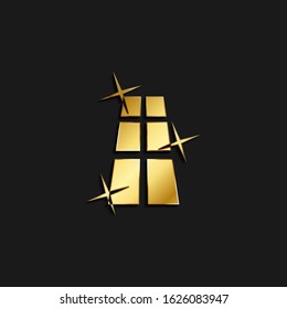Clean, cleaning, window gold icon. Vector illustration of golden