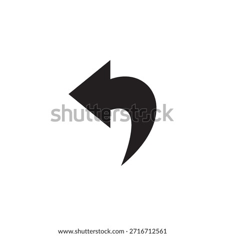 A clean and clear black curved arrow symbol indicating a backward direction. Ideal for website navigation undo functions or any interface requiring a simple visual cue for returning.