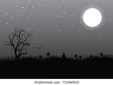 A clean and clear graveyard background with spooky theme and dark feel.