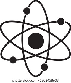 A clean and clear vector illustration of an atomic model featuring a central nucleus with four orbiting electrons, ideal for educational or scientific use.