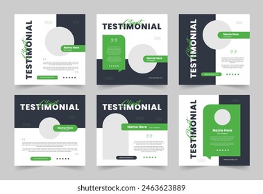 Clean Client Testimonial Banner Set Template. Client Review Social Media Banner.