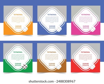 Clean Client Testimonial Banner Set Template. Client Review Social Media Banner.